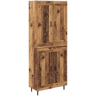 vidaXL Highboard 2 pcs Old Wood Engineered Wood and Glass vidaXL
