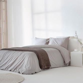 COTTON ARTEAN Funda n&oacute;rdica Percal Algod&oacute;n 200 Hilos gris 260x240 Cama 180