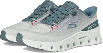 Skechers Mens Arch Fit Glide-Step Pro Sneaker, Light Gray Knit/Blue Pu, 10.5 UK
