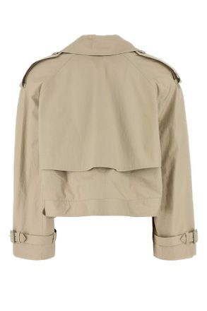 Stella McCartney Womens Sand Cotton Trench Coat Pebble