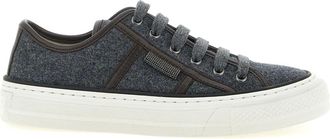 Brunello Cucinelli Schoenen, Dames, Grijs, 37 1/2 EU, Wol, Lage Sneakers
