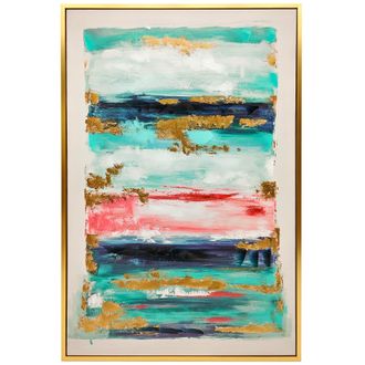 OEM Cuadro En Lienzo Abstracto A Mano 120x80 Cm Cuadro Para Decoraci&oacute;n De Sal&oacute;n Moderno Con Marco De Madera Multicolor