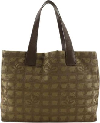 Chanel Pre-owned New Travel Line Nylon Canvas Tote Bag - Dames - Vintage Shopper - Groen - ONE Size - Nylon - Vintage