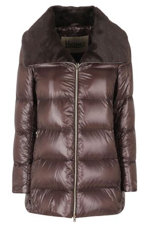 Herno Fondente A-Shape Fur Collar Double-Slider Zip Polyamide Down Jacket
