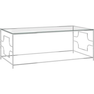 vidaXL Vidaxl - Mesa De Centro Acero Inoxidable Y Vidrio Plateada 120x60x45 Cm