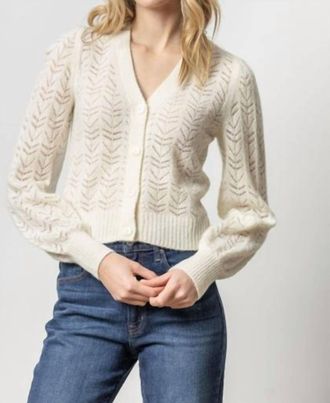 Lilla P Full Sleeve Cardigan Sweater In Ivory