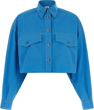 Versace Blue Cotton Womens Blouse