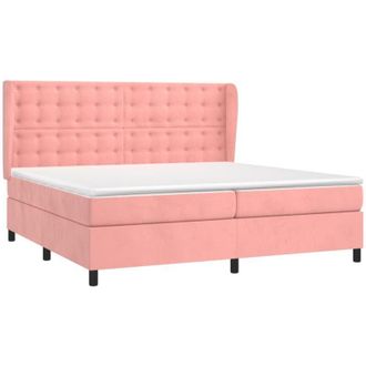 vidaXL Vidaxl - Cama Box Spring Con Colch&oacute;n Terciopelo Rosa 200x200 Cm