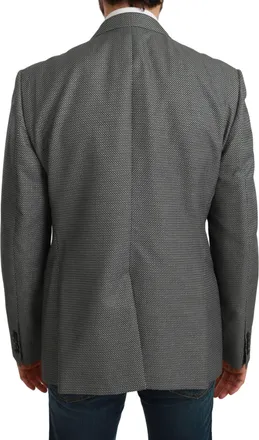 Dolce & Gabbana Mens Gray Slim Fit Formal Martini Blazer Polyester Wool Nylon Clothing