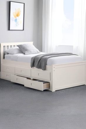 Julian Bowen Maisie Bed with Underbed & Storage Drawers in White | Size: Single
