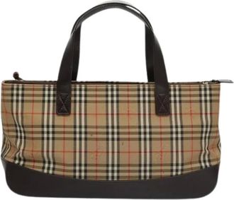 Burberry Pre-owned Handbags, female, Beige, Size: ONE SIZE Pre-owned Canvas Handbag