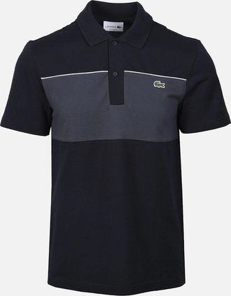 Lacoste Mens LACOSTE BLOCK COLOUR POLO SHIRT BLACKBIRD/GRAPE - Size: 38