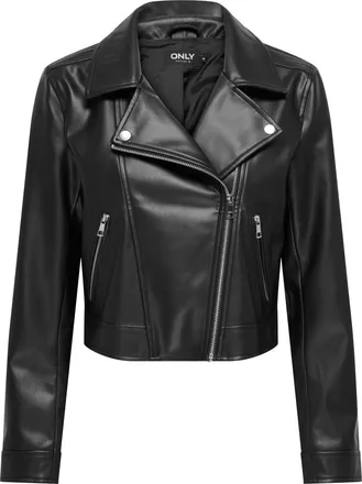 Only Lederimitatjacke ONLY ONLAVELYN FAUX LEATHER BIKER OTW ZL, Damen, Gr. XL, schwarz, Web, Obermaterial: 100% Polyester, unifarben, regular fit kurz, V-A