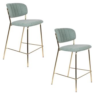 Mathi Design Lote de 2 taburetes de tela aterciopelada