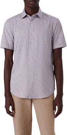Bugatchi Miles OoohCotton Floral Short Sleeve Button-Up Shirt in Aloe at Nordstrom Rack, Size Xxx-Large