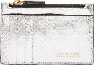 Roberto Cavalli Portacarte in pelle metallizzata - Argento
