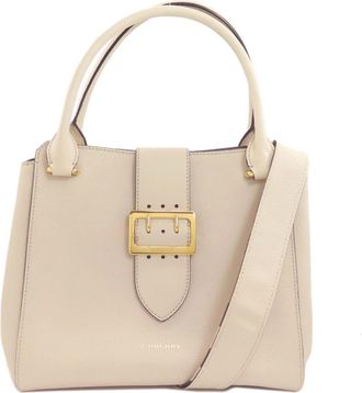 Burberry Beige Leather Tote Bag (Pre-Owned)