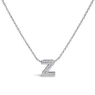 House of Brilliance 10K Gold Diamond Accent A-Z Initial Bubble Pendant Necklace in White | Z at Nordstrom