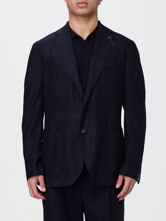 Santaniello Blazer monopetto in misto lana con tasche a toppa