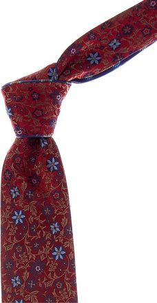Canali Red Floral/Blue Medallions Reversible Silk Tie