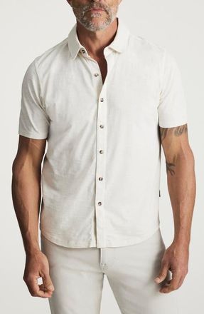 34 Heritage Short Sleeve Slub Cotton Jersey Button-Up Shirt in Antique White at Nordstrom, Size Xx-Large