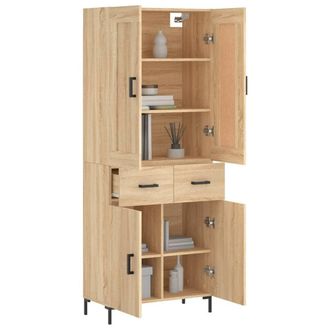 Berkfield Home Highboard Sonoma Oak 69.5x34x180 cm Engineered Wood in Light Tan
