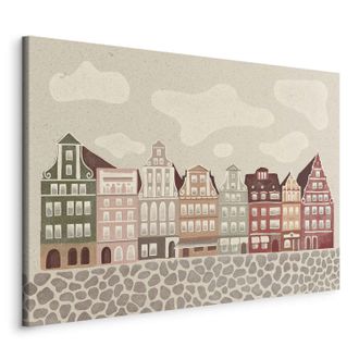 OEM Pintura - Plaza Solny - Coloridas Casas De Vecindad Ilustradas Contra El Cielo Con Nubes / Fachadas Coloridas - Casas De Vecindad Hist&oacute;ricas En Bresla