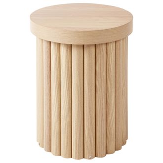 Beliani Beliani - Mesa Auxiliar Redonda Dise&ntilde;o Tradicional Escandinavo Mdf Marr&oacute;n Claro Genola