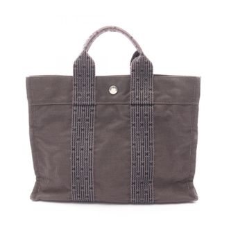 Herm&egrave;s Gray Nylon Canvas Canvas Handbag Tote Bag (Pre-Owned)