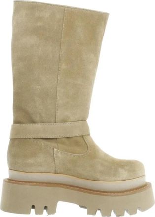 Yellow Gesp Hoge Laarzen - Dames - Hoge Laarzen - Beige - 39 EU - Schoenen
