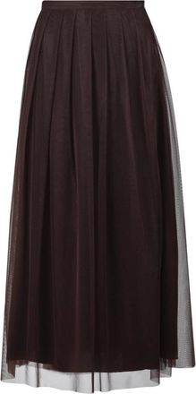 Alpha Studio Midi Skirts, female, Brown, XS, Gonna midi in tulle con pieghe