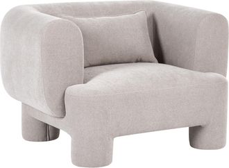 Beliani Sill&oacute;n Tapizado De Tela Con Textura Aterciopelada Patas Cil&iacute;ndricas Estilo Org&aacute;nico Beige Hogbo