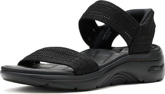 Skechers On-The-Go Hands Free Slip-ins GO Walk Arch Fit 2.0 Sandals Shiny Knit Womens Sandals Black/Black : 10 B - Medium, Synthetic