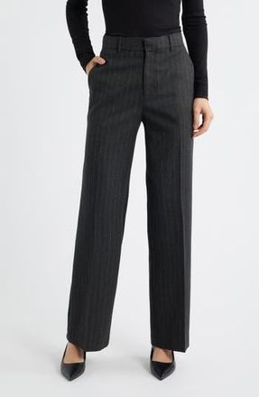 Frame Denim The Relaxed Pinstripe Straight Leg Trousers in Grey Multi Lurex at Nordstrom Rack, Size 2