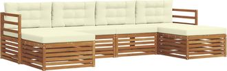 vidaXL Conjunto De Sof&aacute;s De Exterior 6 Uds. Natural Y Crema Vidaxl