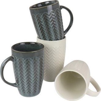 Gibson Home 22 oz Stoneware Mug set of 4 in White at Nordstrom