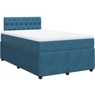 vidaXL Cama Box Spring Con Colch&oacute;n Terciopelo Azul 120x190 Cm Vidaxl