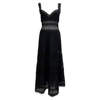 Charo Ruiz Ibiza Charo Ruiz Sophia Lace-Accent Maxi Dress in Black Cotton