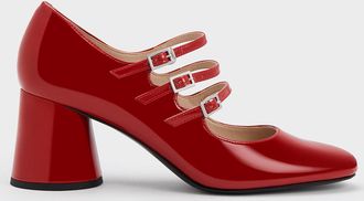 Charles & Keith Claudie Patent Buckled Mary Janes