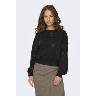 Only sweater met hartjes zwart met glitter