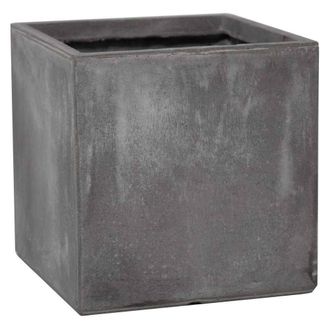 PRIMROSE Garden Fibrecotta Cement Finish Effect Outdoor Planter Square 50cm in Dark Grey