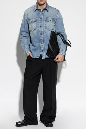 Versace Denim Shirt With Studs, Mens, Blue