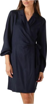 Another Label Navy Wrap Jurk Lange Mouw - Dames - Wikkelkleedje - Zwart - S - Kleedjes