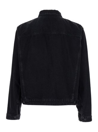 Dsquared2 Mens Black Denim Jacket With Classic Collar Cotton Coat
