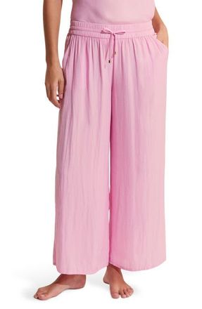 Etam Cheeta Wide Leg Pajama Pants in Candy-Pink at Nordstrom, Size X-Small