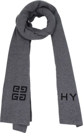 Givenchy Mens Logo Wool Scarf - Grey - One Size