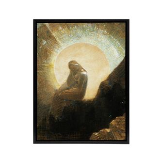 Artery8 Melancholy Portrait of a Woman Redon Black Framed Canvas Wall Art in Brown | Size: W24 x H32