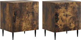 vidaXL Armario De Noche 2 Uds. Roble Ahumado 43 X 34,5 X 50 Cm Vidaxl