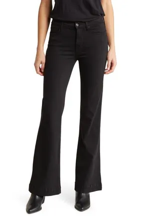 7 For All Mankind Dojo Tailorless Wide Leg Jeans in Black at Nordstrom, Size 23