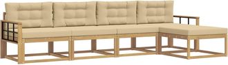 vidaXL Conjunto De Sof&aacute;s De Exterior 4 Uds. Y Beige Poli&eacute;ster Vidaxl